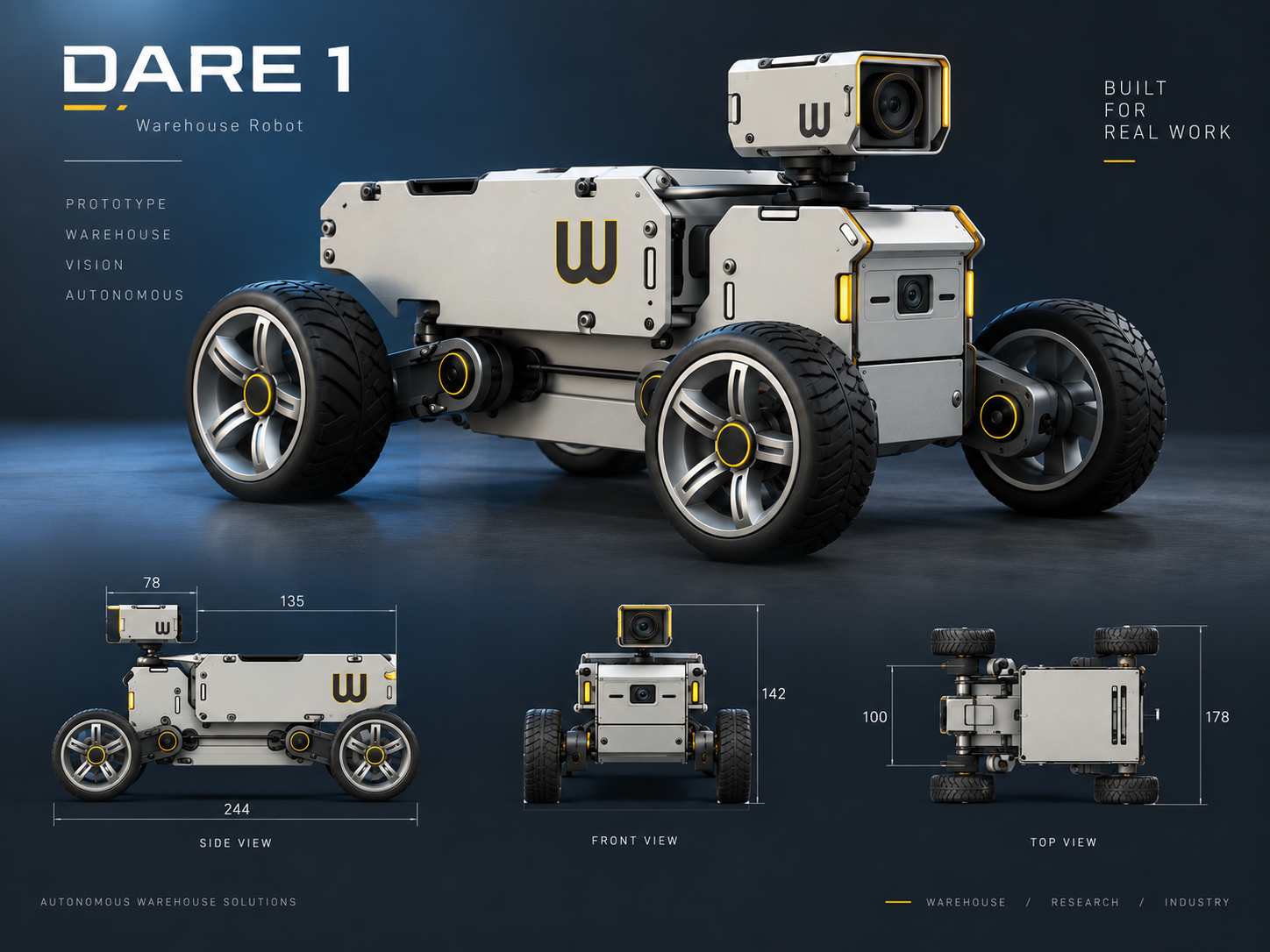DARE 1 orthographic warehouse robot drawings