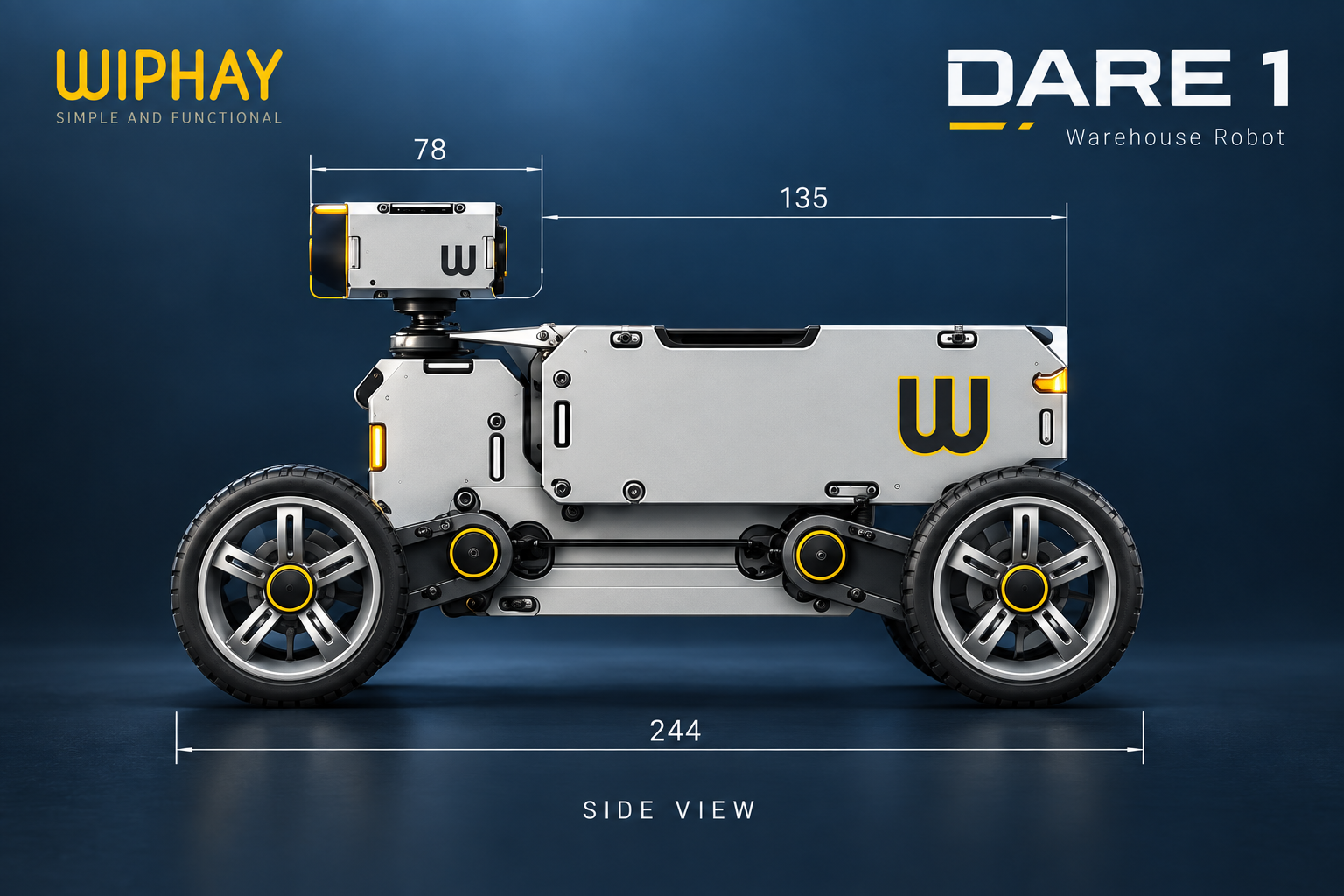 DARE 1 side view with dimensions